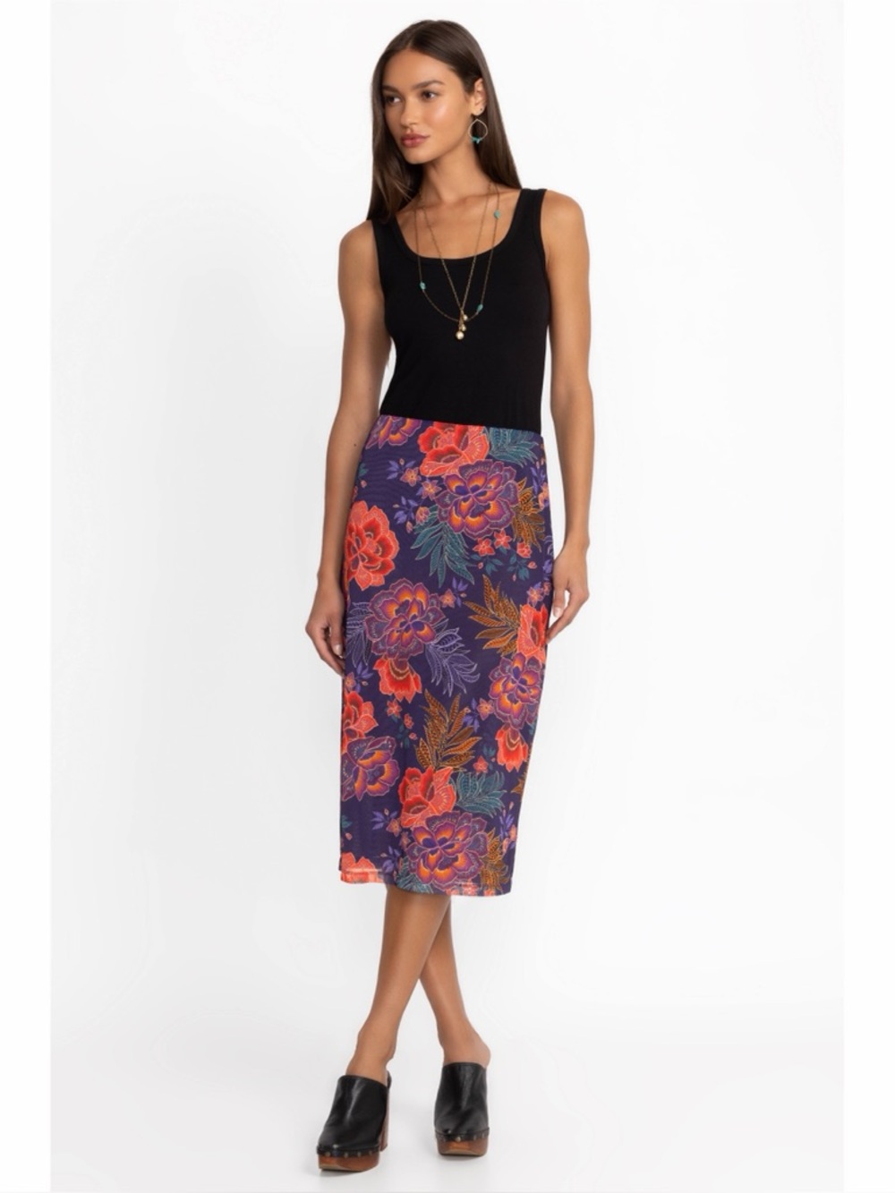 NWT Johnny Was Jade Lizandrea Etta's Garden Floral Boho Mesh Midi Skirt